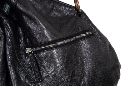 Vintage Collection Privée? black leather drawstring oversized rucksack / Made in Italy