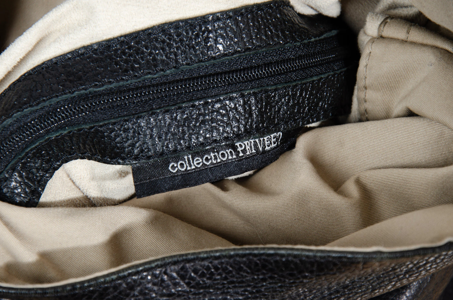 Vintage Collection Privée? black leather drawstring oversized rucksack / Made in Italy