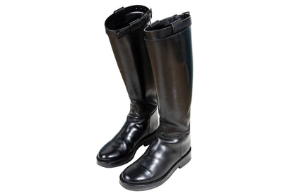 Ann Demeulemeester black leather "Stan" riding boots / Made in Italy
