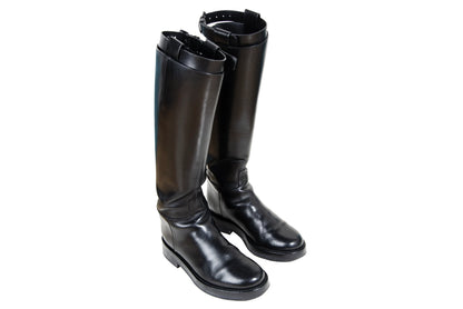 Ann Demeulemeester black leather "Stan" riding boots / Made in Italy