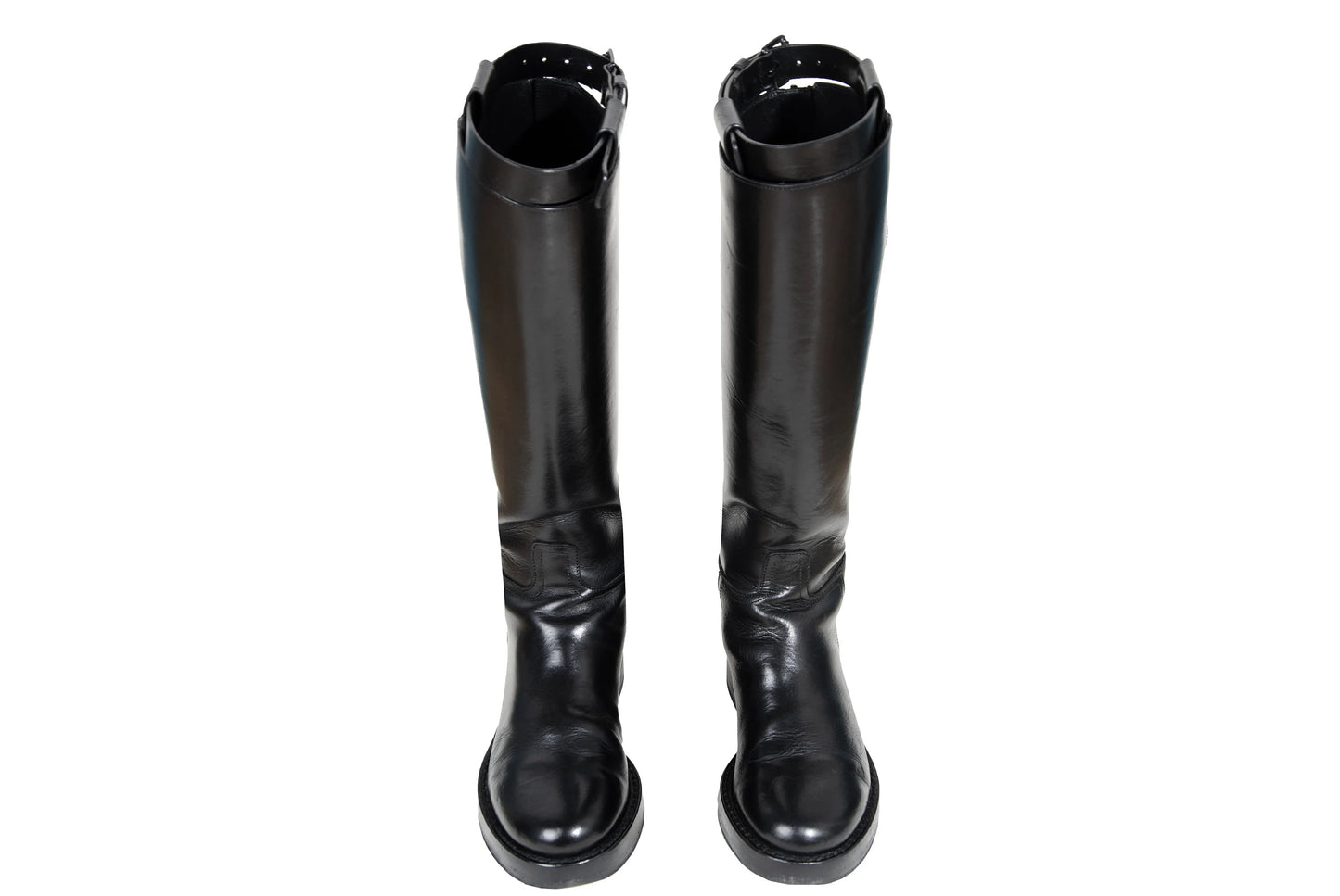 Ann Demeulemeester black leather "Stan" riding boots / Made in Italy