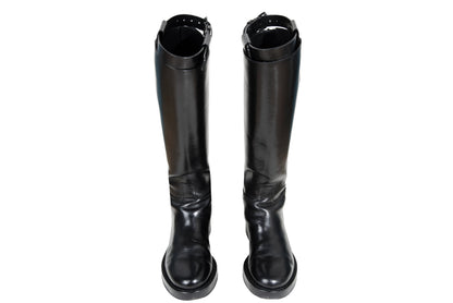 Ann Demeulemeester black leather "Stan" riding boots / Made in Italy