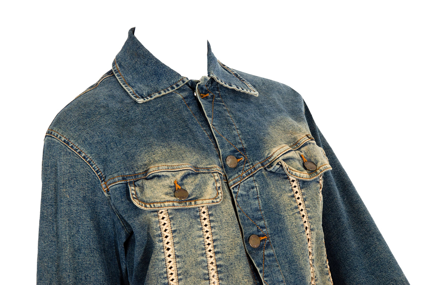 2000s Plein Sud two piece denim set / Jacket and skirt faded denim set / Made in France