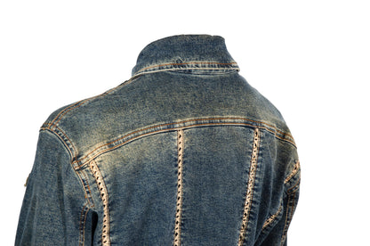 2000s Plein Sud two piece denim set / Jacket and skirt faded denim set / Made in France
