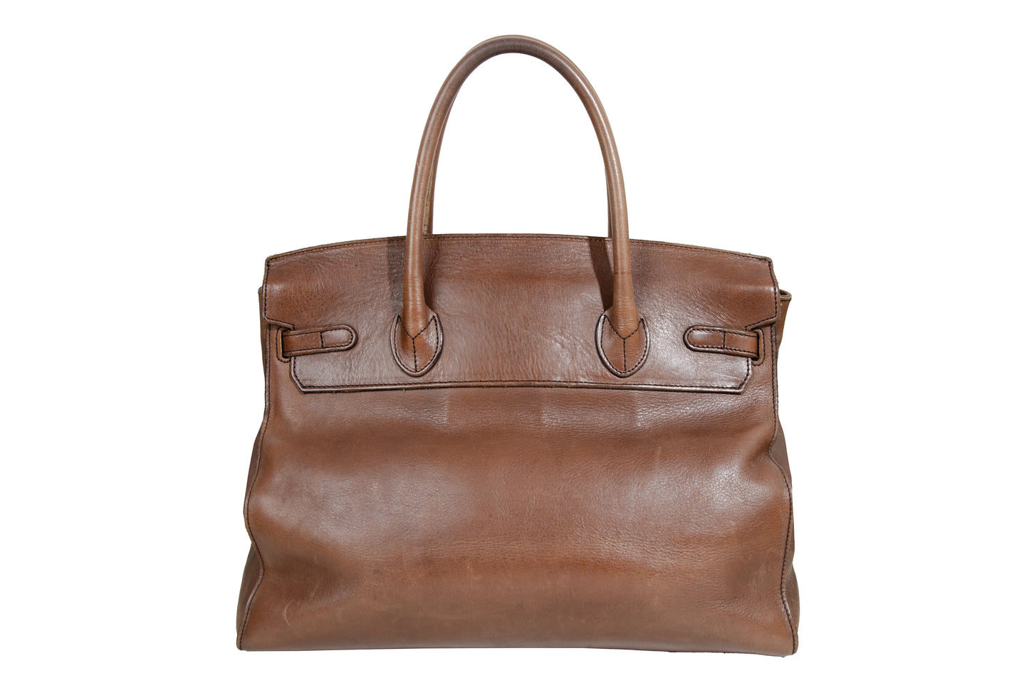 Vintage "Birkin" style faded leather oversized bag / Made in Japan