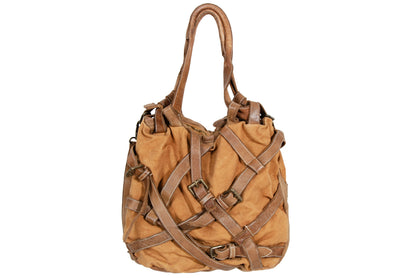 Vintage Collection Privée? leather and canvas belt harness bag / Made in Italy