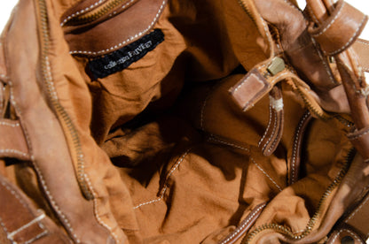 Vintage Collection Privée? leather and canvas belt harness bag / Made in Italy
