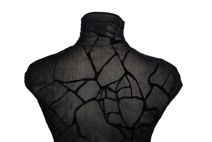 Vintage Plein Sud black marbled spider web mesh sleeveless mock neck top / Made in France