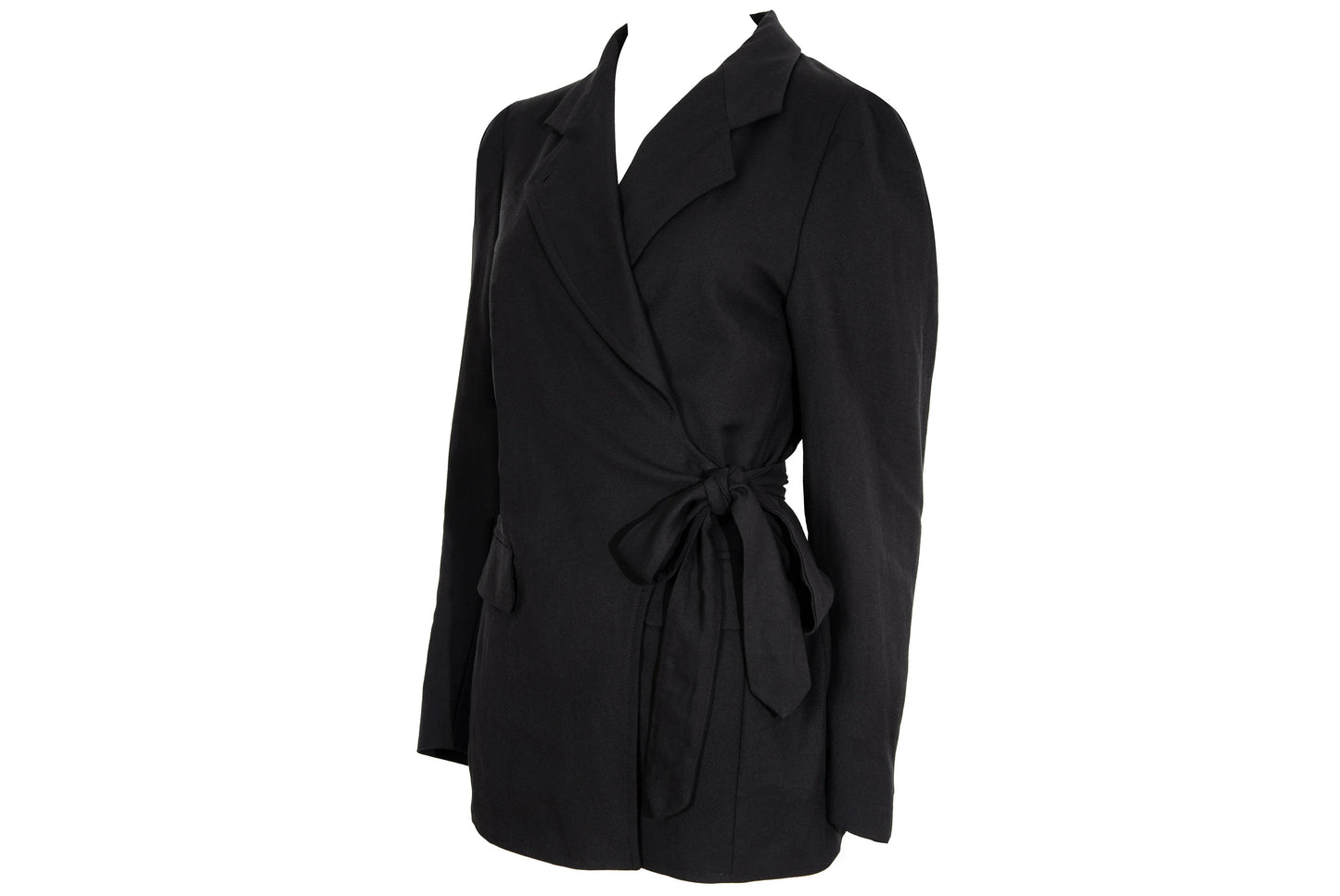 Dries Van Noten black wool asymmetrical wrap tie closure blazer / Made in Belgium