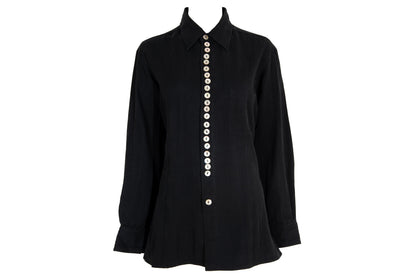 90s Jean Paul Gaultier button up mother of pearl black shirt