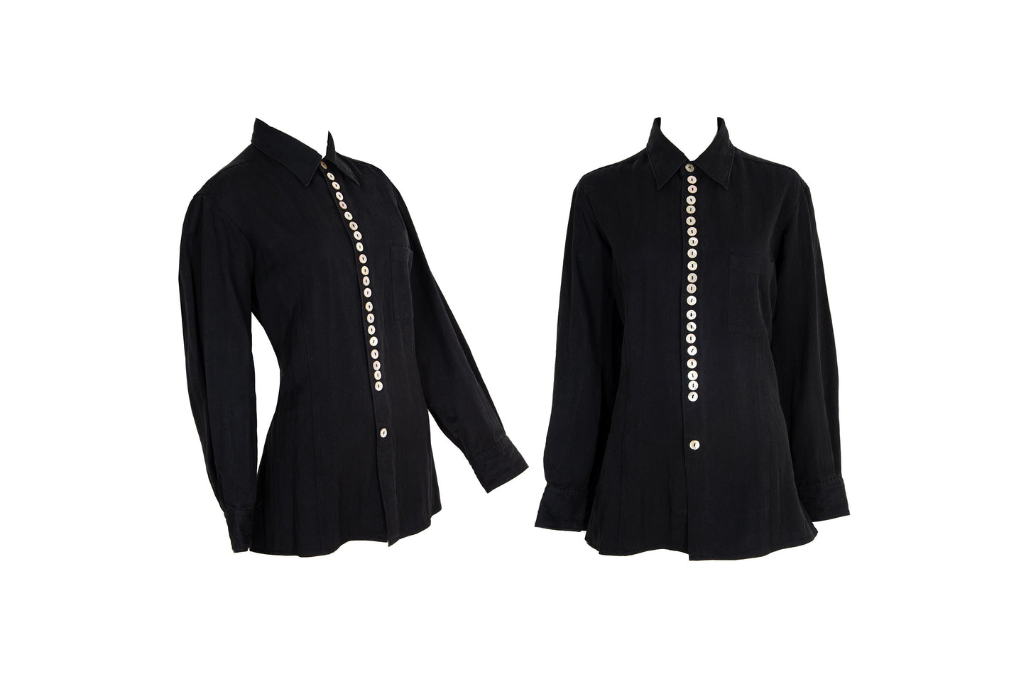 90s Jean Paul Gaultier button up mother of pearl black shirt