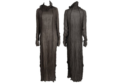 90s pure silk avant garde floor length dress
