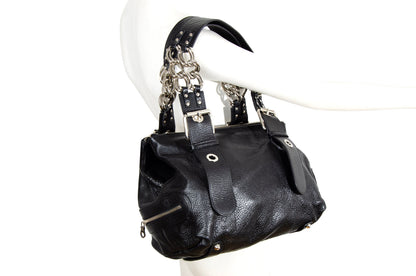 Vintage Chloé by Phoebe Philo black leather chain strap bag / 2004 Chloé leather and oversized chains bag / Made in Italy