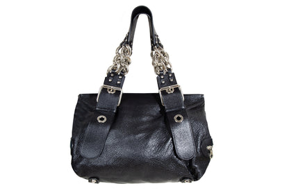 Vintage Chloé by Phoebe Philo black leather chain strap bag / 2004 Chloé leather and oversized chains bag / Made in Italy