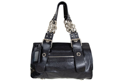 Vintage Chloé by Phoebe Philo black leather chain strap bag / 2004 Chloé leather and oversized chains bag / Made in Italy