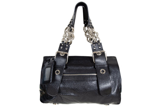 Vintage Chloé by Phoebe Philo black leather chain strap bag / 2004 Chloé leather and oversized chains bag / Made in Italy
