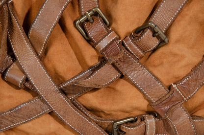 Vintage Collection Privée? leather and canvas belt harness bag / Made in Italy