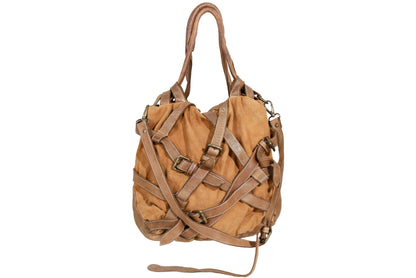 Vintage Collection Privée? leather and canvas belt harness bag / Made in Italy