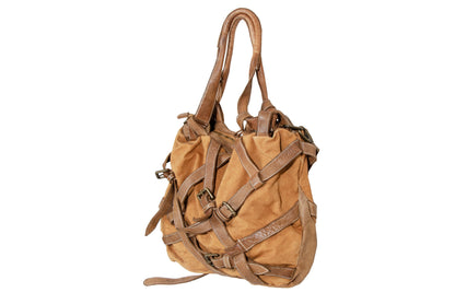 Vintage Collection Privée? leather and canvas belt harness bag / Made in Italy