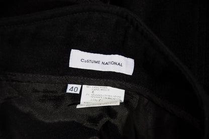 Vintage Costume National black wool asymmetrical wrap mini skirt / Made in Italy