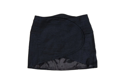 Vintage Costume National black wool asymmetrical wrap mini skirt / Made in Italy