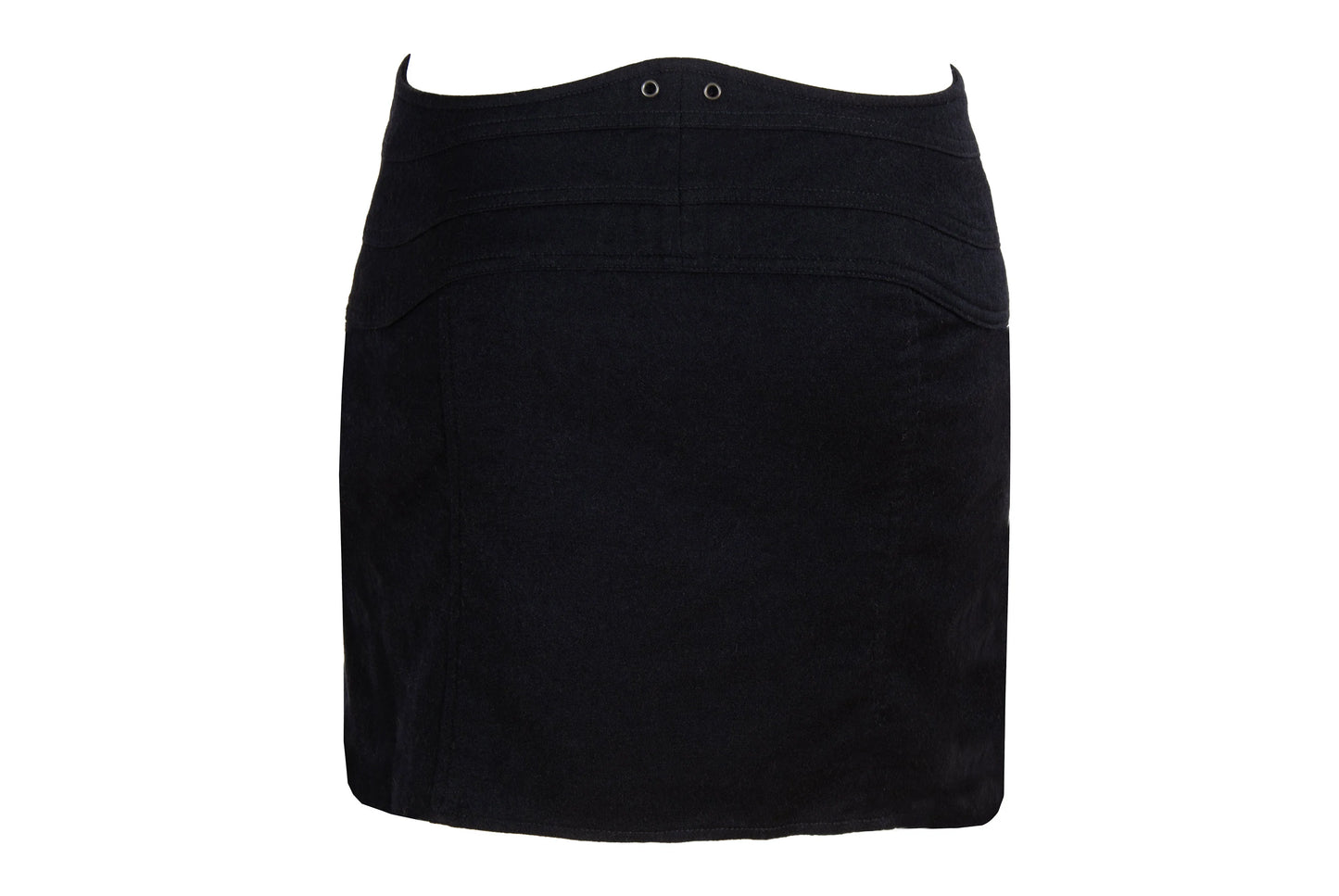 Vintage Costume National black wool asymmetrical wrap mini skirt / Made in Italy