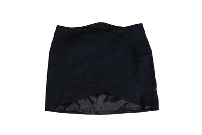 Vintage Costume National black wool asymmetrical wrap mini skirt / Made in Italy