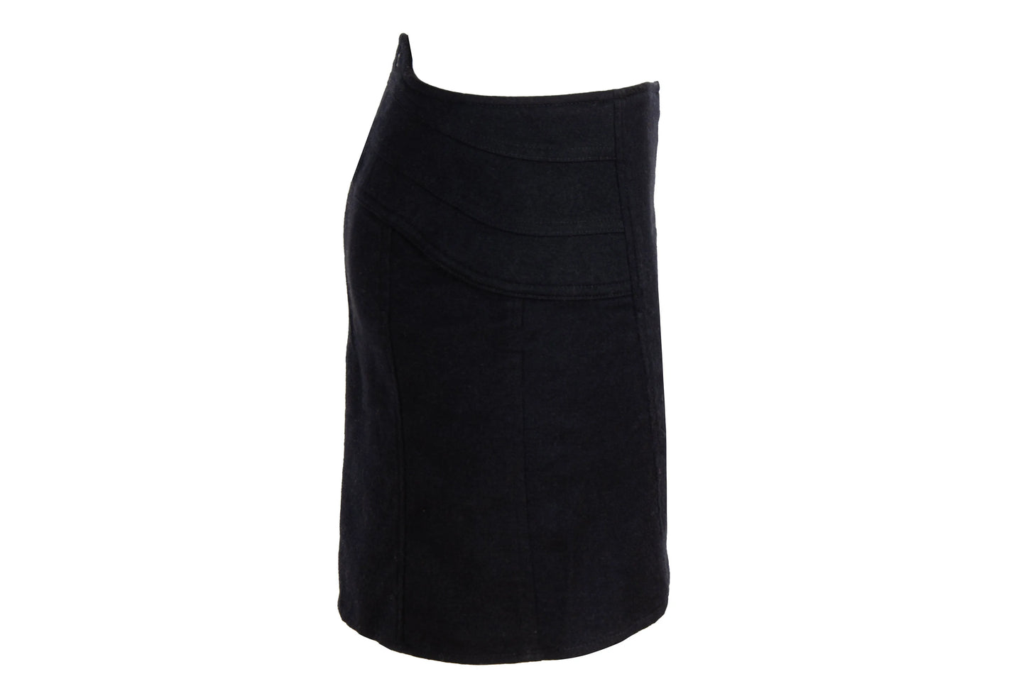 Vintage Costume National black wool asymmetrical wrap mini skirt / Made in Italy