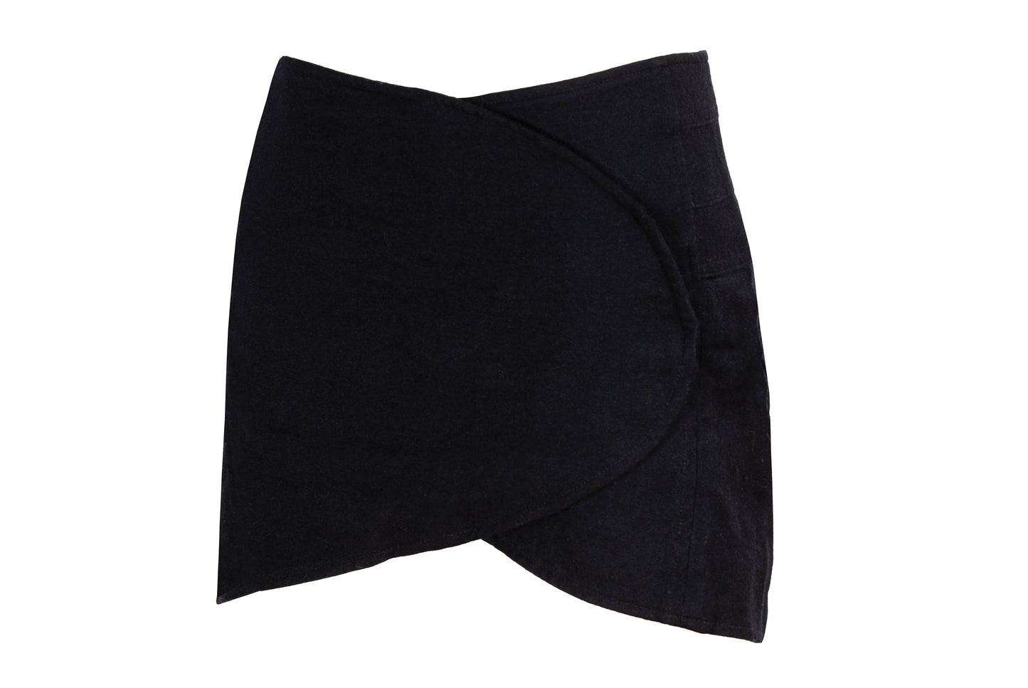 Vintage Costume National black wool asymmetrical wrap mini skirt / Made in Italy