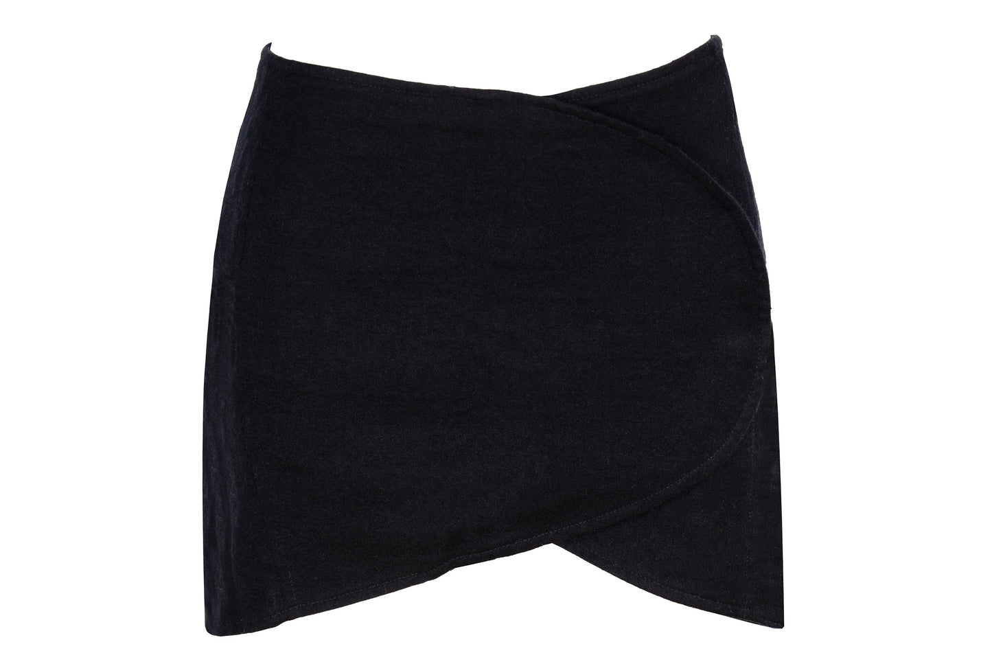 Vintage Costume National black wool asymmetrical wrap mini skirt / Made in Italy