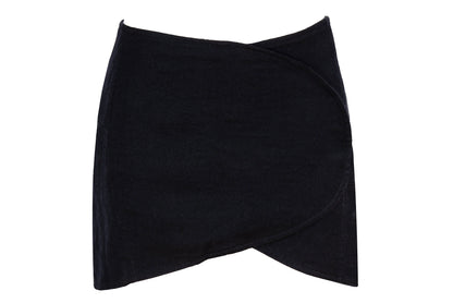 Vintage Costume National black wool asymmetrical wrap mini skirt / Made in Italy