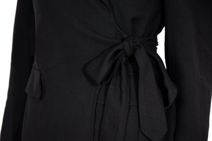 Dries Van Noten black wool asymmetrical wrap tie closure blazer / Made in Belgium