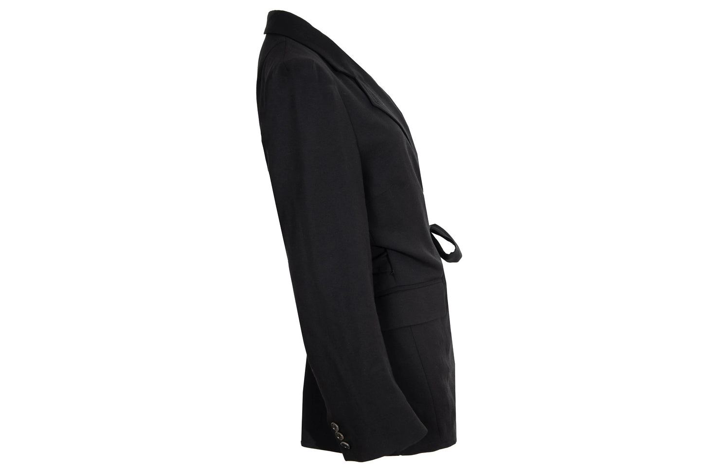 Dries Van Noten black wool asymmetrical wrap tie closure blazer / Made in Belgium