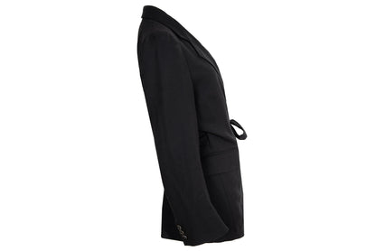 Dries Van Noten black wool asymmetrical wrap tie closure blazer / Made in Belgium
