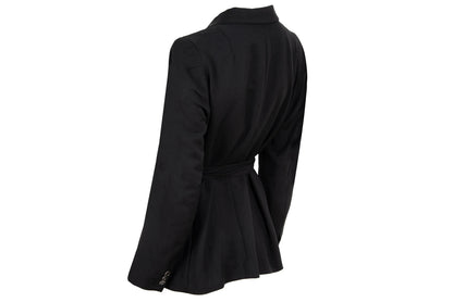 Dries Van Noten black wool asymmetrical wrap tie closure blazer / Made in Belgium