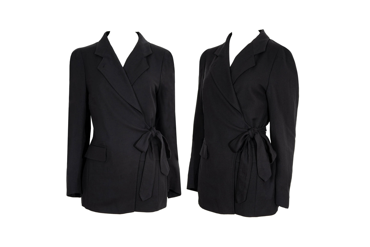 Dries Van Noten black wool asymmetrical wrap tie closure blazer / Made in Belgium
