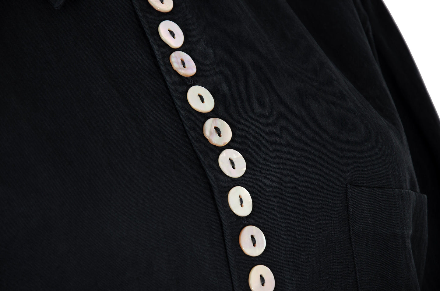 90s Jean Paul Gaultier button up mother of pearl black shirt