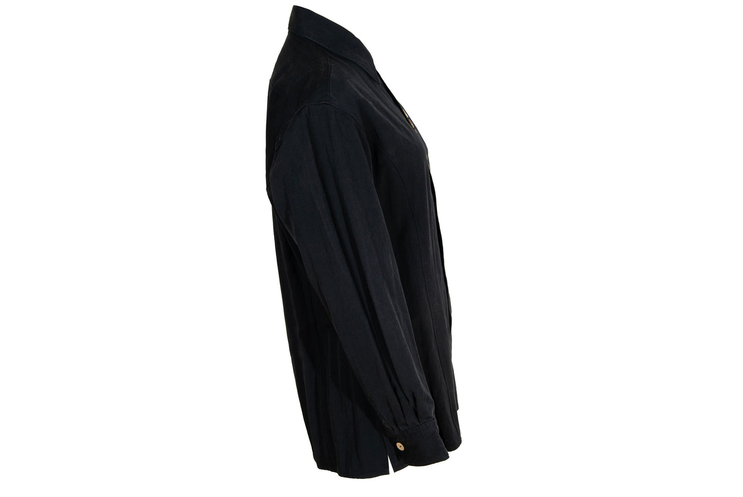 90s Jean Paul Gaultier button up mother of pearl black shirt