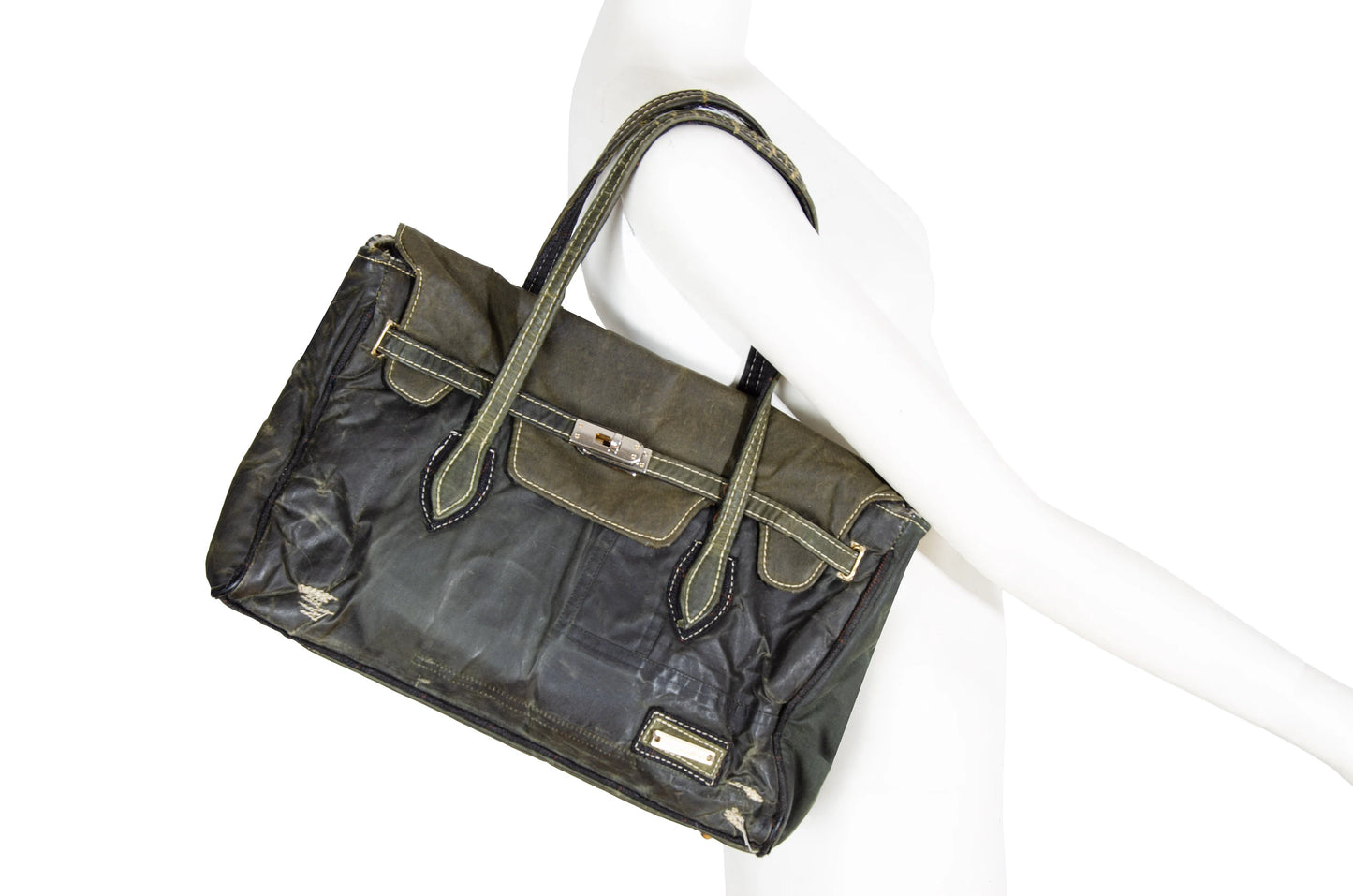 Vintage Barbour raincoat handbag / Handmade in Italy