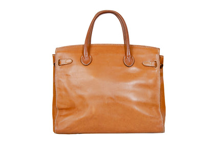 Vintage "Birkin" style faded leather oversized bag / Made in Japan