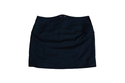 Vintage Costume National black wool asymmetrical wrap mini skirt / Made in Italy