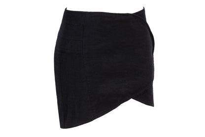 Vintage Costume National black wool asymmetrical wrap mini skirt / Made in Italy