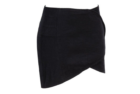 Vintage Costume National black wool asymmetrical wrap mini skirt / Made in Italy