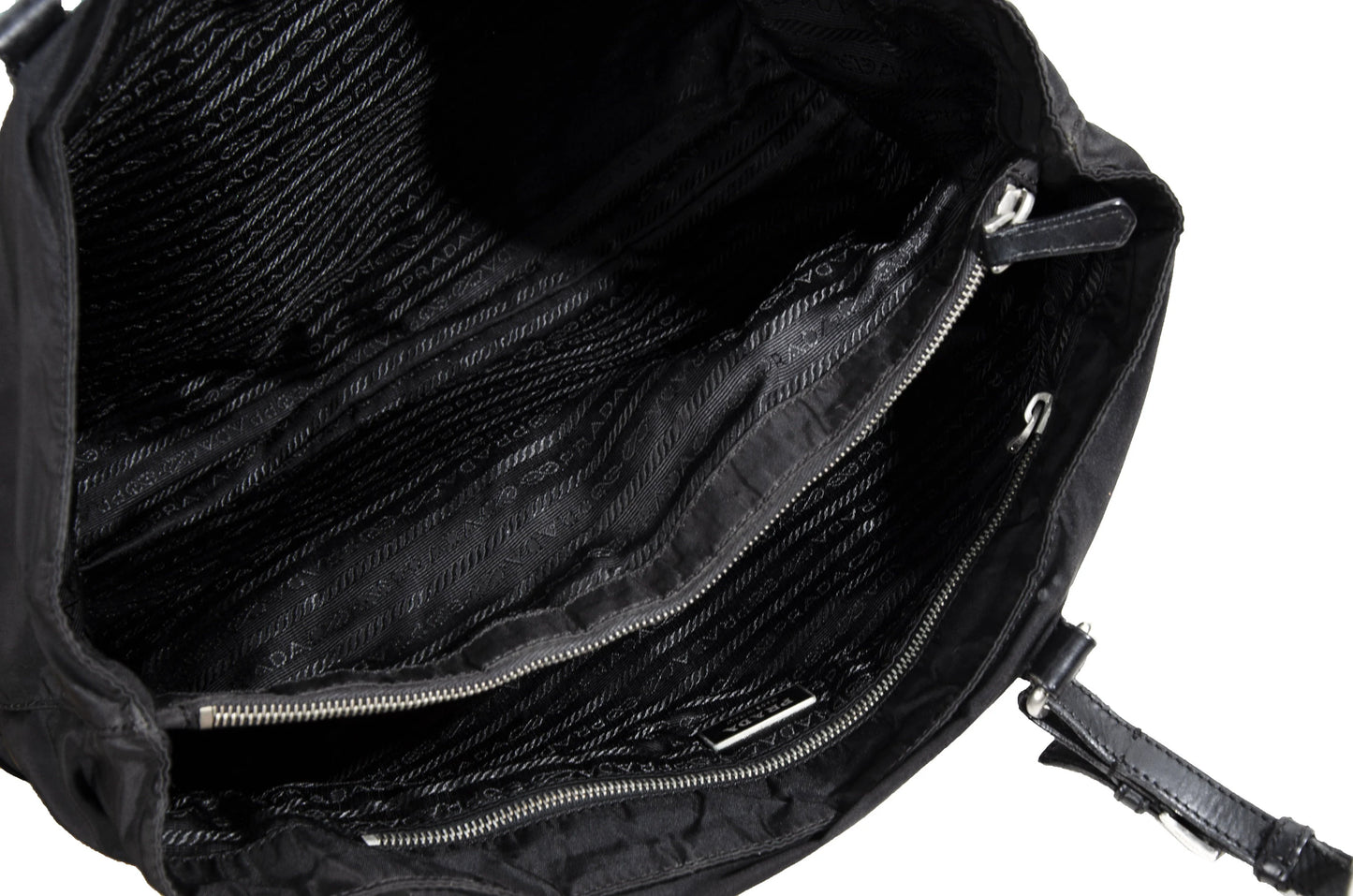 Vintage Prada black nylon bag with leather handles / Made in Italy