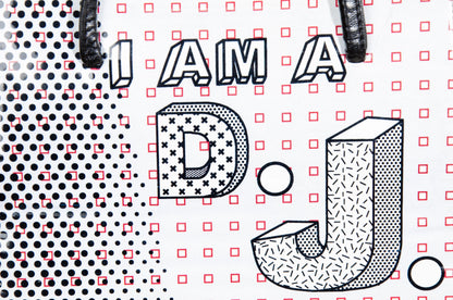 Vintage ANTONI & ALISON "I am a DJ" bag / Rare collector designer bag / Graphic print drawing canvas clear plastic rigid bag
