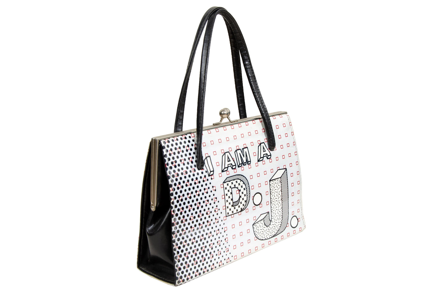 Vintage ANTONI & ALISON "I am a DJ" bag / Rare collector designer bag / Graphic print drawing canvas clear plastic rigid bag