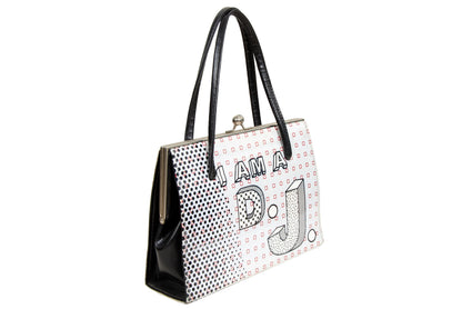 Vintage ANTONI & ALISON "I am a DJ" bag / Rare collector designer bag / Graphic print drawing canvas clear plastic rigid bag