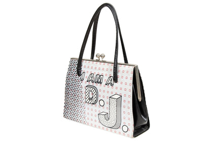 Vintage ANTONI & ALISON "I am a DJ" bag / Rare collector designer bag / Graphic print drawing canvas clear plastic rigid bag