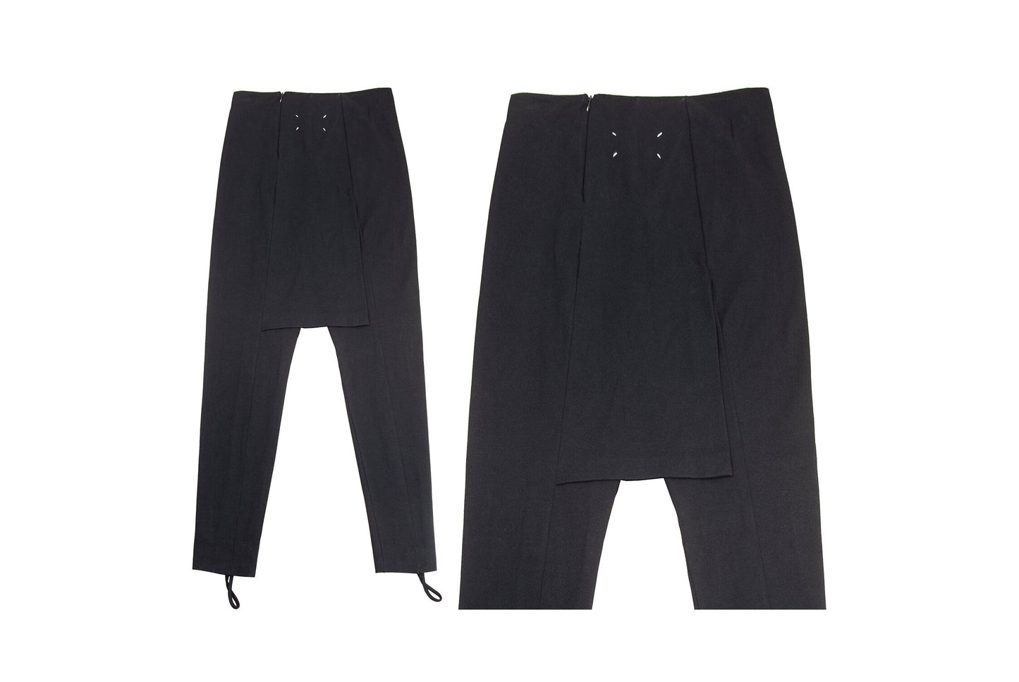 Maison Martin Margiela vintage black stirrup pants with integrated skirt / Margiela blank label runway high waist pants / Made in Italy