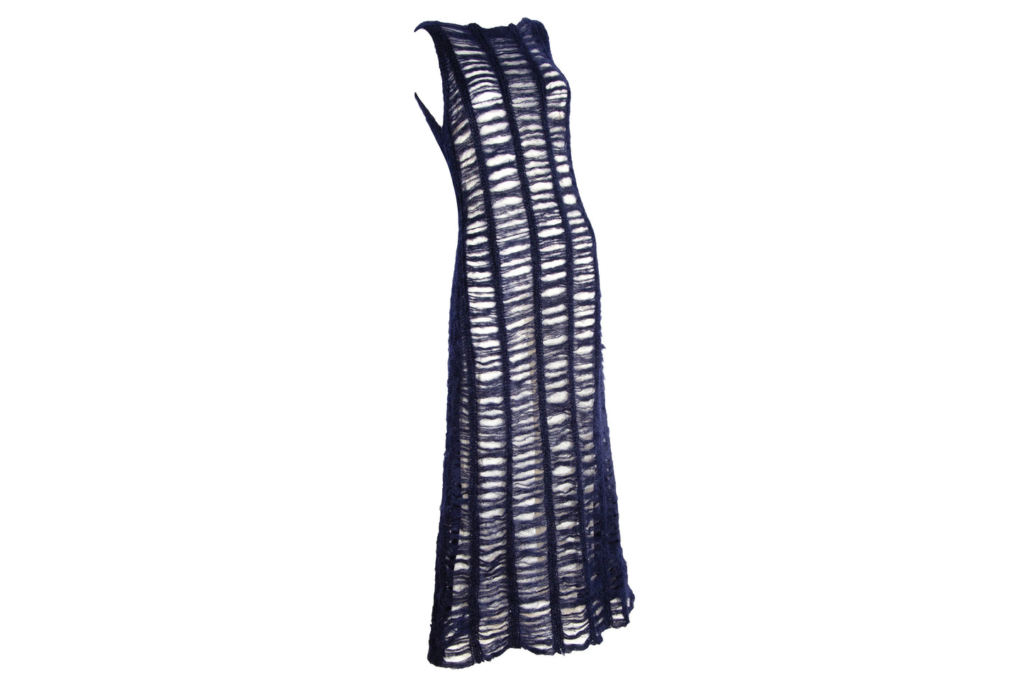 Vintage Amaya Arzuaga mohair open ladder knit sleeveless long dress / Made in Spain